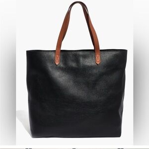 Madewell black leather transportation open tote